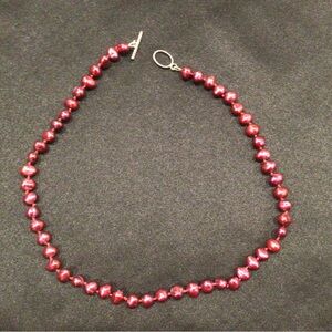 19 inch Ruby Red Pearl Necklace